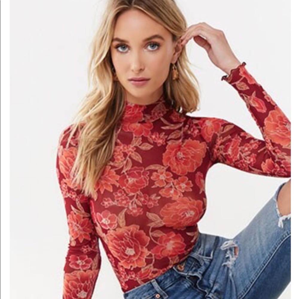 Forever 21 floral mesh top🌷